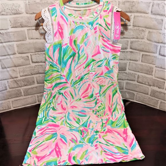 NWT Lilly Pulitzer Agee Dress Croc My World Lace Trim  Dress Size XS Summer cool - Picture 2 of 15